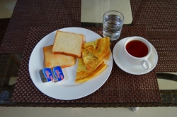 snídaně na Maledivách