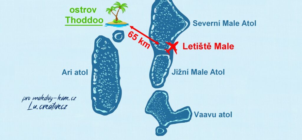 mapa ostrov Thoddoo Maledivy
