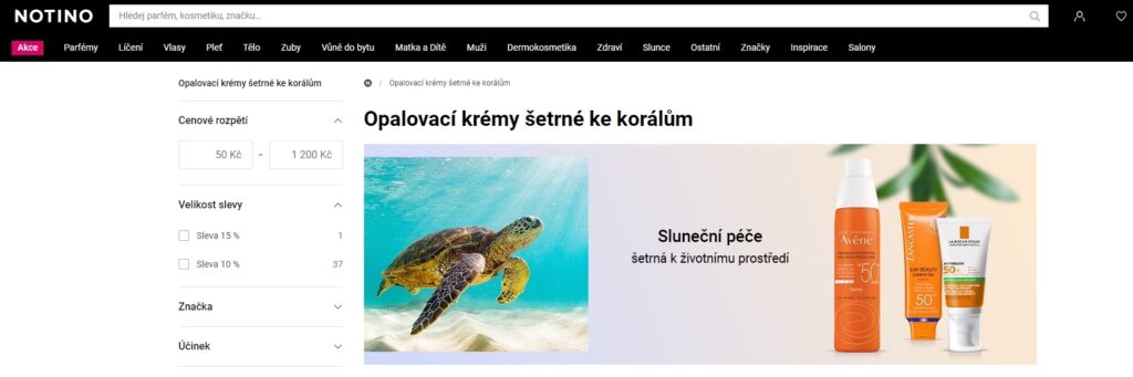 Notino opalovací krémy šetrné ke korálům