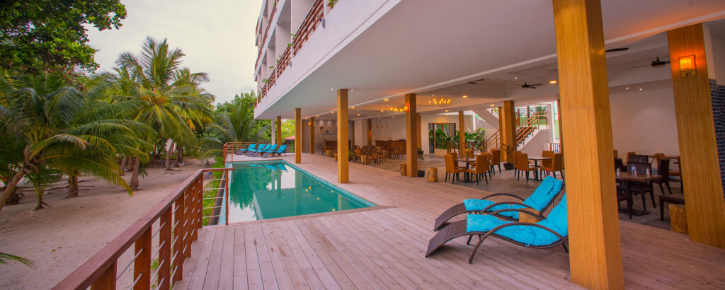 hotel s bazénem na ostrově Dharavandhoo