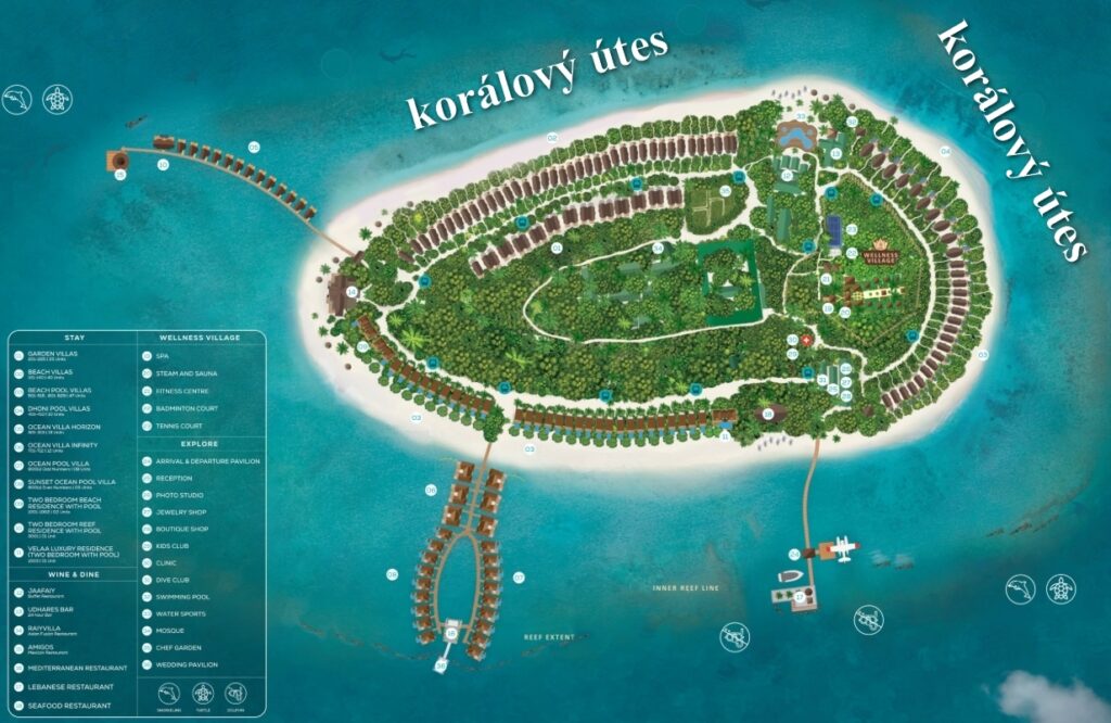 mapa Furaveri resort Maledivy