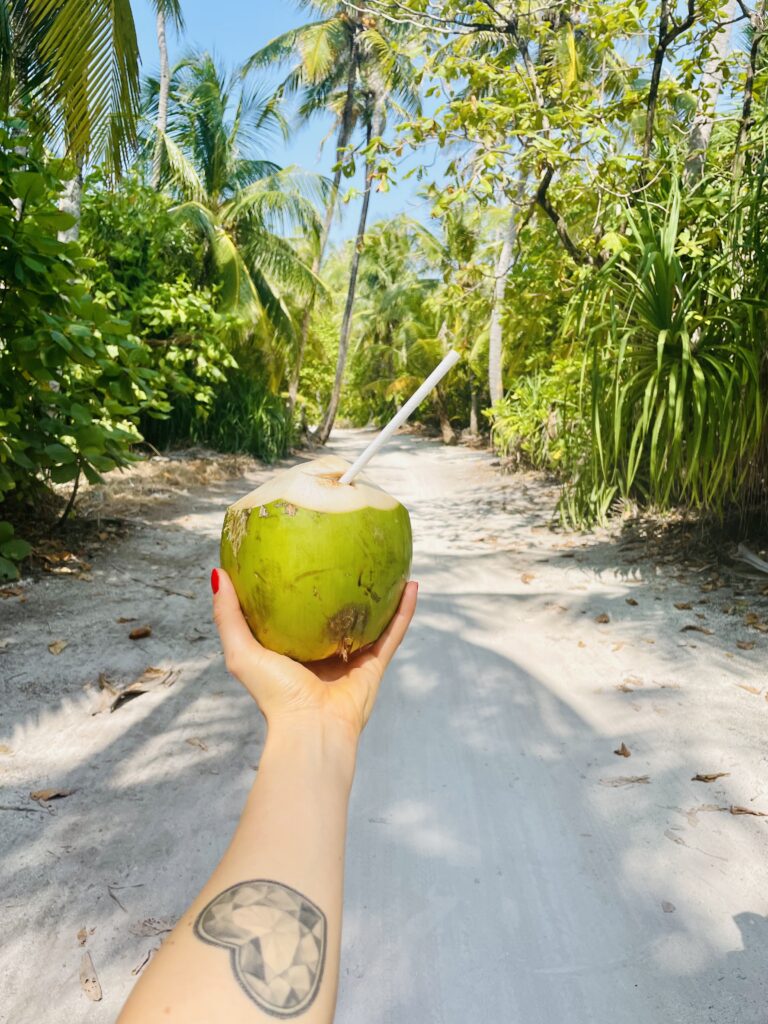kokos cestou na pláž