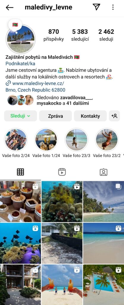 instagram cestovní agentury maledivy-levne.cz